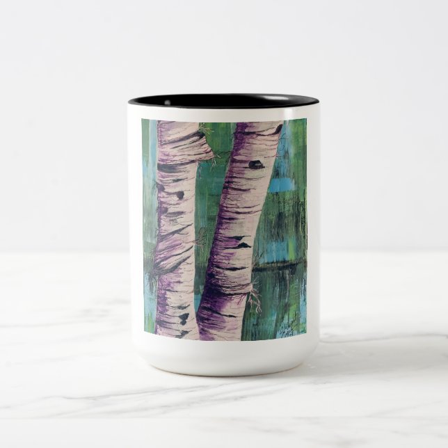 Stora två ton Mugg i Abstrakt Birch Träd (Center)