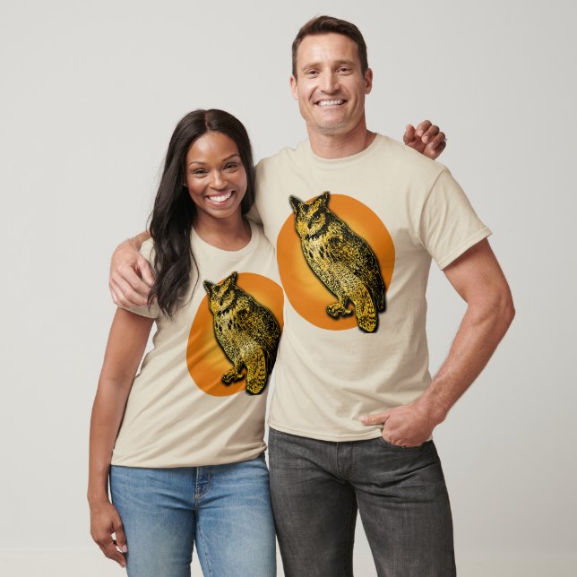 Stora Uggla med Orange Måne Tshirts, Mugg T-shirt (Unisex)