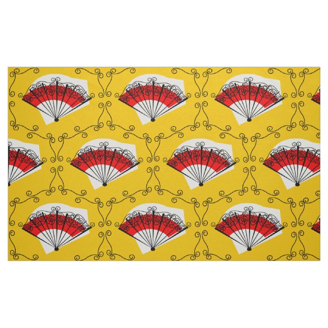 Stora utskrifter av spansk Fläkt-hörnet Tyg (Fat Quarter)