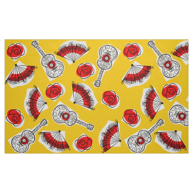 Stora utskrifter av spansk Souvenirväv Tyg (Fat Quarter)