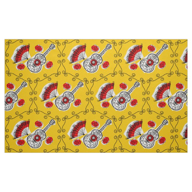 Stora utskrifter av spansk Souvenirväv Tyg (Fat Quarter)