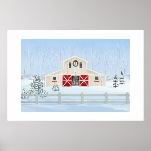 Stora utskrifter av Vintervit, snöig julklapp Poster