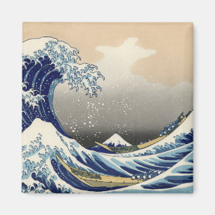 Stora vågen vid Kanagawa & Fuji berg Japan havet Magnet