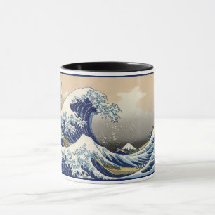 Stora vågen vid Kanagawa & Fuji berg Japan havet Mugg