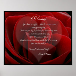 Stora Valentineser av Röd ros och hjärta - Anpas Poster