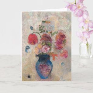 Stora Vas med blommor av Odilon Redon Kort