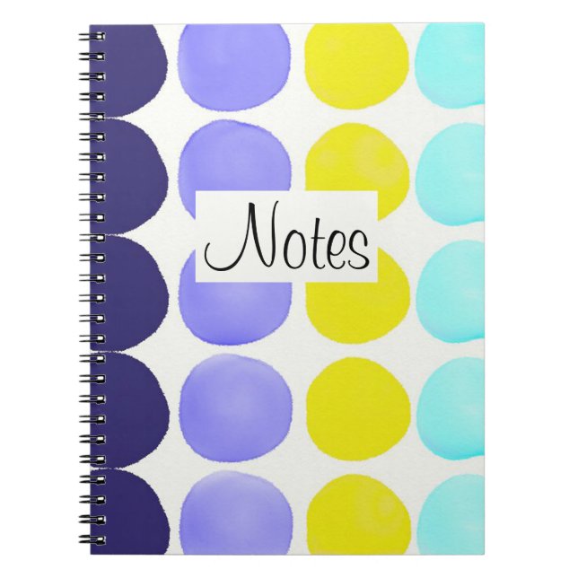 Stora vattenfärgpunkter anteckningsbok med spiral (Framsidan)