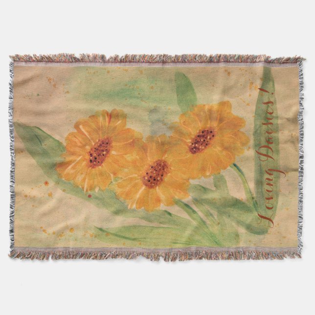 Stora vattenfärgsDaisy Mysfilt (Framsidan)