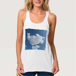 Stora vita moln linne med racerback