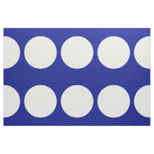 Stora vita Polka dots på blå geometrisk struktur Tyg