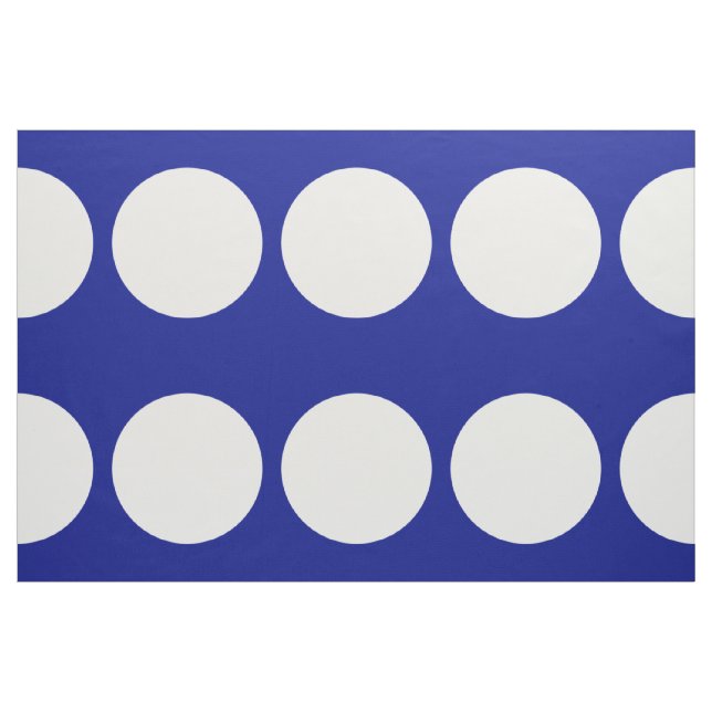 Stora vita Polka dots på blå geometrisk struktur Tyg (Fat Quarter)