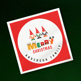 Storaktiga Gnomes Spelande Typsnitt färgfull jul Pappersservett