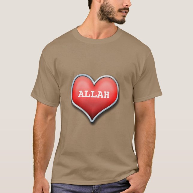Storartad dawahtshirt med text Allah T Shirt (Framsida)