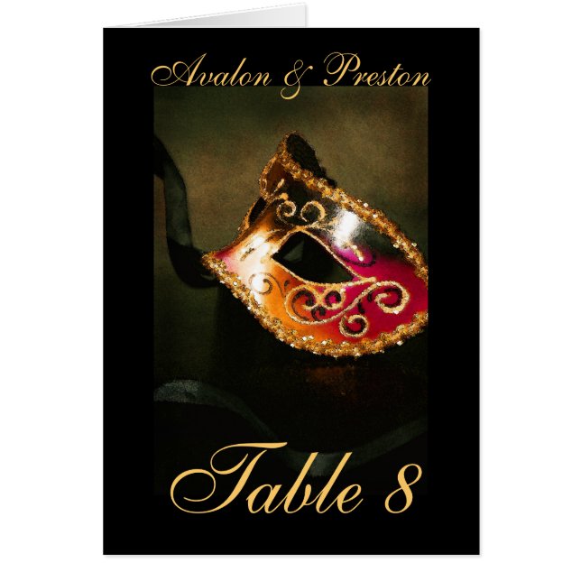 Storartade Masqurade maskerar bordsnummerkortet Hälsningskort (Framsidan)