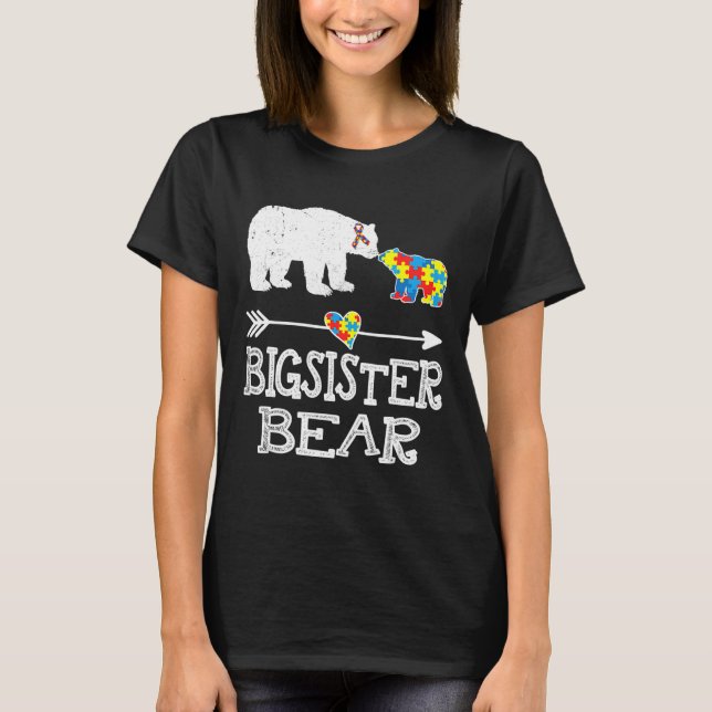 Storasyster Bear Autism Awareness Month Autism Bab T Shirt (Framsida)
