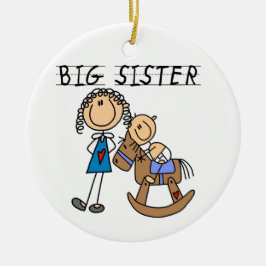 Storasyster med babybrodergåvor julgransprydnad keramik