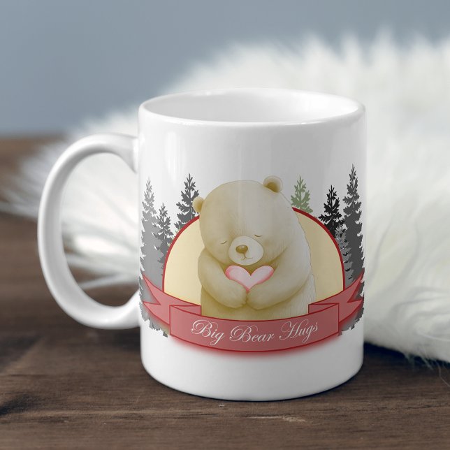 Storbjörn Hugs söta Kärlek hjärta och skogskaraktä Kaffemugg (Skapare uppladdad)