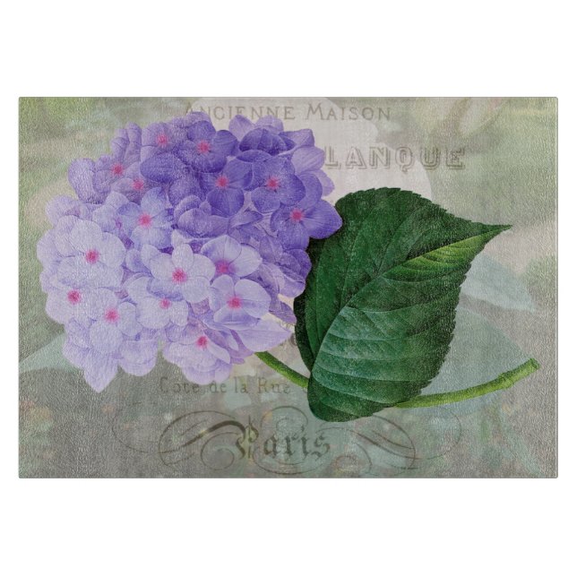 Storblommig Hydrangea Skärbräda i Glas (Framsidan)