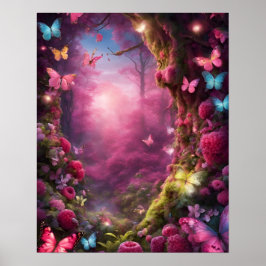 Storblommiga blommor av typen Forest Magic FUSHIA Poster