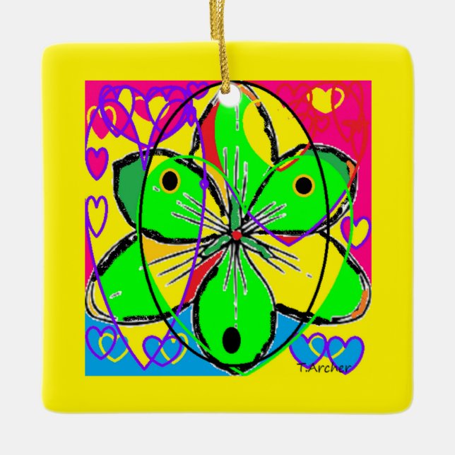 Storblommiga originaldesignen är mycket söt julgransprydnad keramik (Framsida)