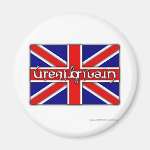 "Storbritannien" ambigram på en brittisk flagga Magnet