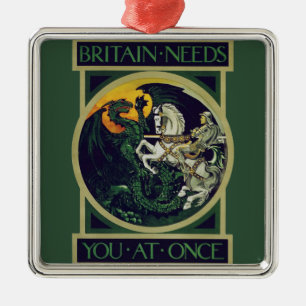 Storbritannien behöver dig nu – St. George Vintage Julgransprydnad Metall