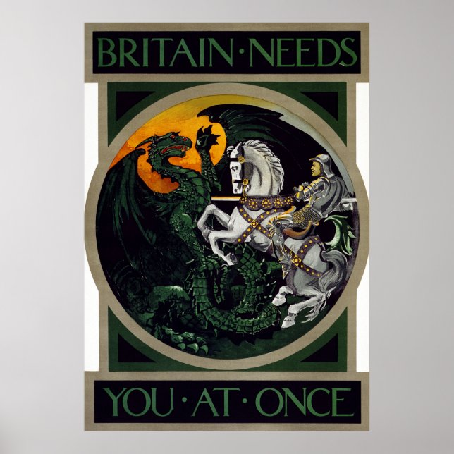 Storbritannien behöver dig vid Gång ~ WWI Rekryter Poster (Framsidan)