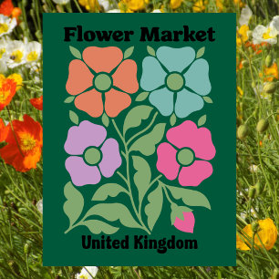 Storbritannien blomstermarknad Färgrik vallmo blom Vykort