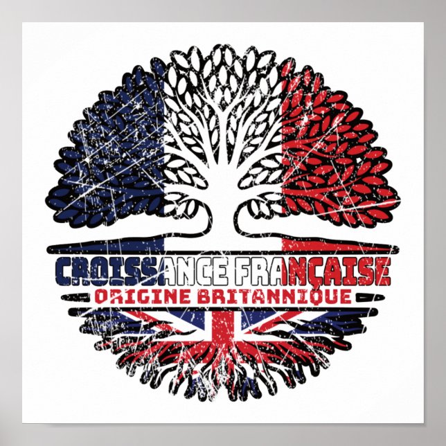 Storbritannien Brittisk Fransk Frankrike Träd Rött Poster (Framsidan)