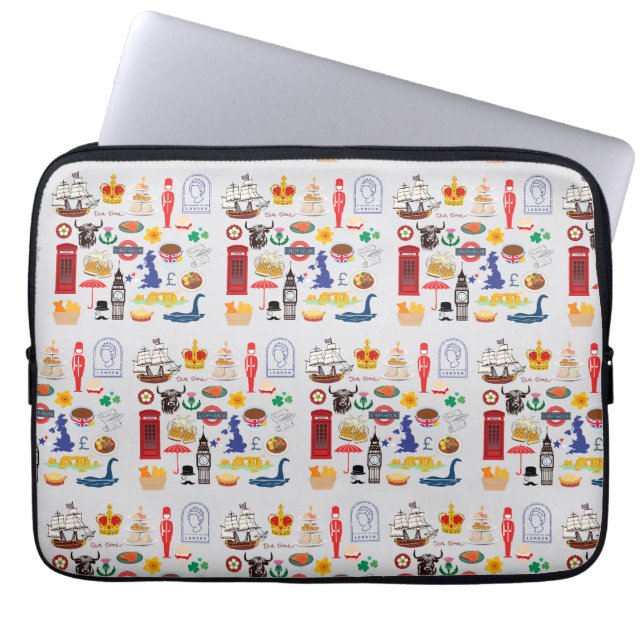 Storbritannien brittiska symboler laptop fodral (Framsidan)