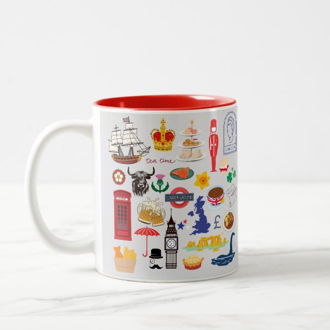 Storbritannien brittiska symboler Två-Tonad mugg (Vänster)