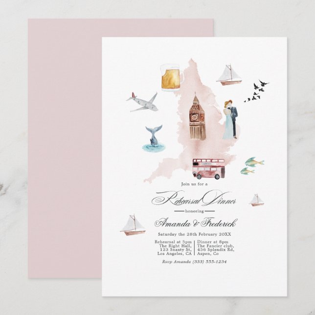 Storbritannien Bröllop inför bröllopsfesten Inbjudningar (Fram/baksida)