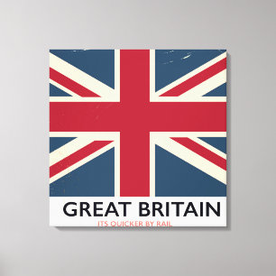 Storbritannien "Det är snabbare med tåg" vintageaf Canvastryck