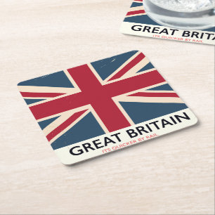 Storbritannien "Det är snabbare med tåg" vintageaf Underlägg Papper Kvadrat