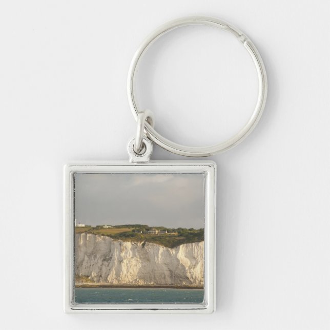 Storbritannien, Dover. De berömda vita klipporna Fyrkantig Silverfärgad Nyckelring (Framsidan)
