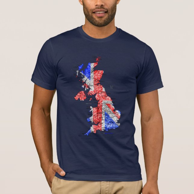 Storbritannien Flagga Färg Kart T-Shirt (Framsida)