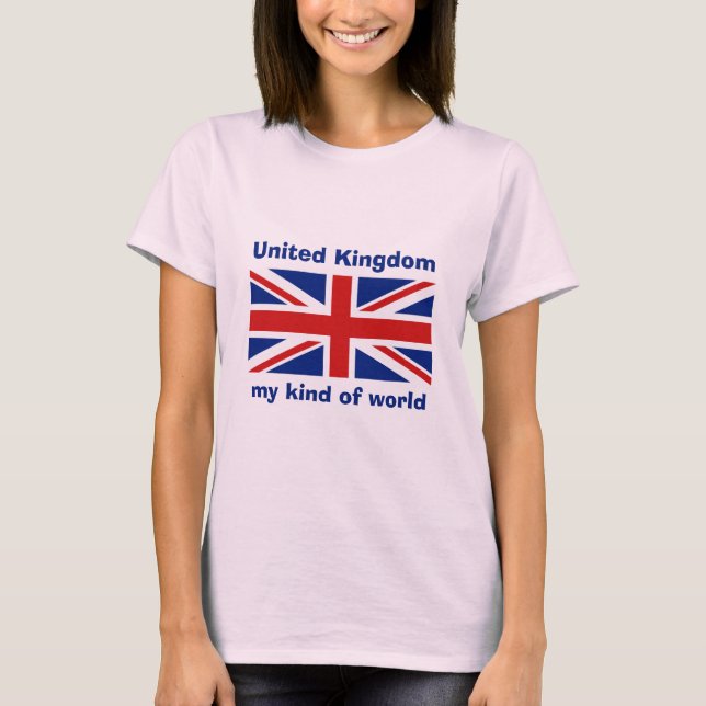 Storbritannien Flagga + Karta + Text T-Shirt (Framsida)