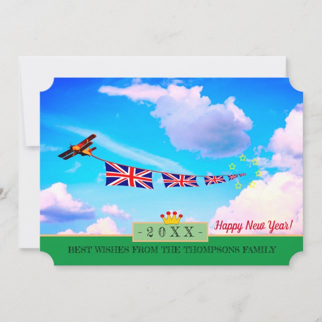 Storbritannien - Flygplan & Gott nytt år! Kort /20 (Framsida)