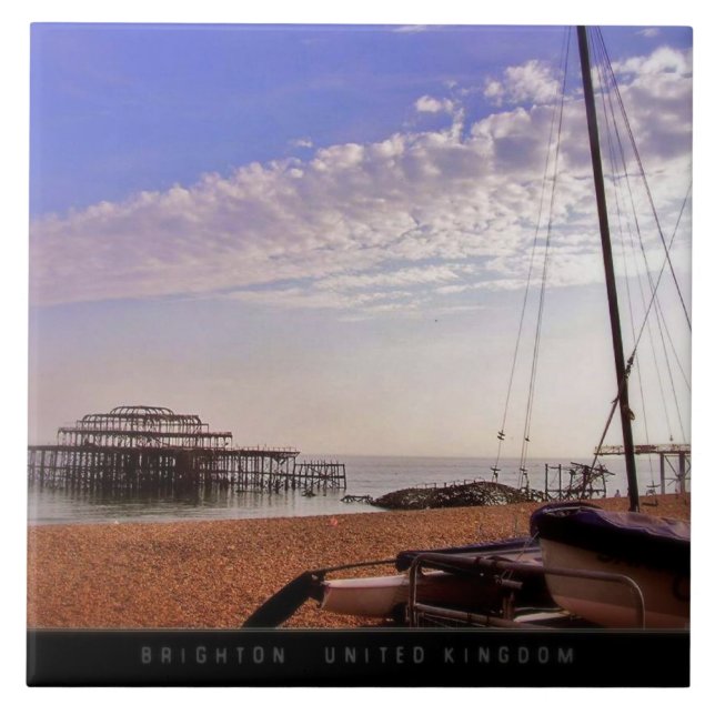 (Storbritannien) Gammal Brighton Pier keramisk kak Kakelplatta (Framsidan)