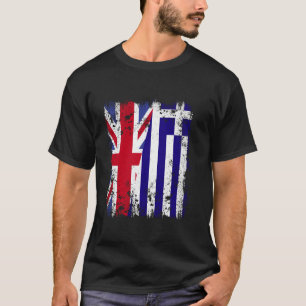 Storbritannien Grekland Halv Flagga Brittiska Grek T Shirt