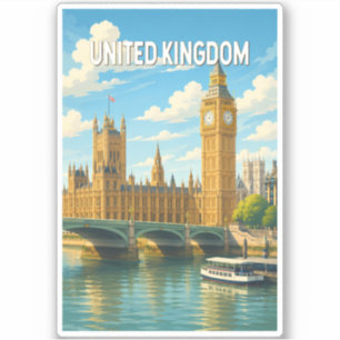 Storbritannien Illustration Resa Konst Vintage Klistermärken
