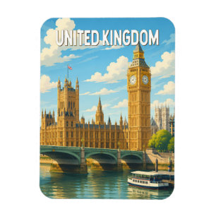 Storbritannien Illustration Resa Konst Vintage Magnet