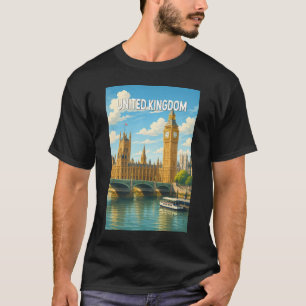 Storbritannien Illustration Resa Konst Vintage T Shirt