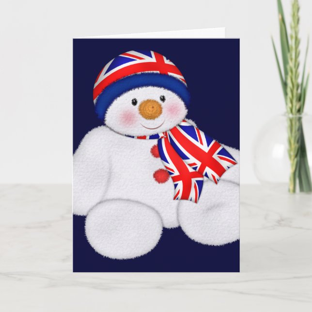 Storbritannien jul snöman helgkort (Framsida)