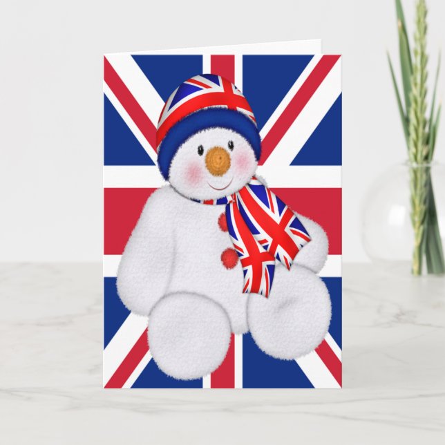 Storbritannien jul snöman helgkort (Framsida)