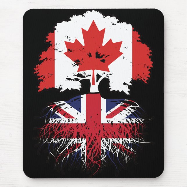 Storbritannien Kanada Träd Rötter Flagga Musmatta (Framsidan)