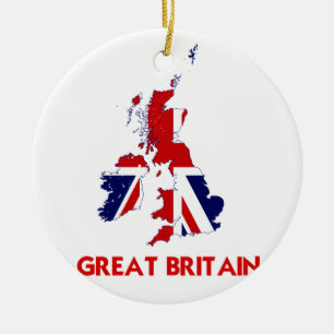 STORBRITANNIEN KARTA JULGRANSPRYDNAD KERAMIK