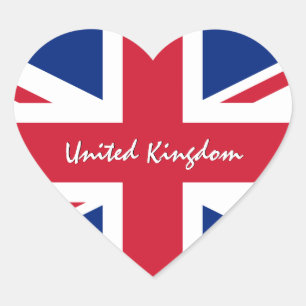Storbritannien Klistermärke, Hjärta, kärlek, britt Hjärtformat Klistermärke