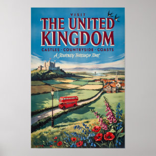 Storbritannien Landskapsillustration Resa Konst Poster