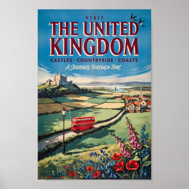 Storbritannien Landskapsillustration Resa Konst Poster (Framsidan)
